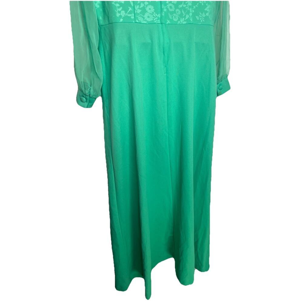 Vintage 70s Maxi Dress Ruffled Sheer Sleeves Floral Bodice Women’s Size Large - Picture 8 of 16